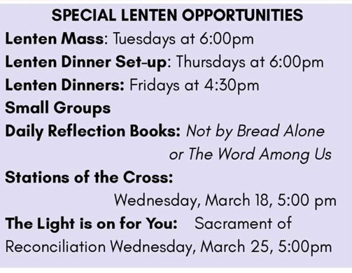 Lenten Opportunities